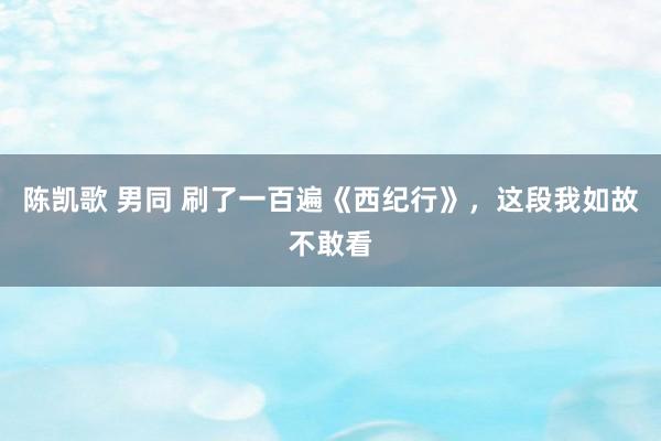 陈凯歌 男同 刷了一百遍《西纪行》，这段我如故不敢看