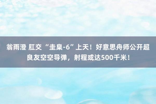 翁雨澄 肛交 “圭臬-6”上天！好意思舟师公开超良友空空导弹，射程或达500千米！