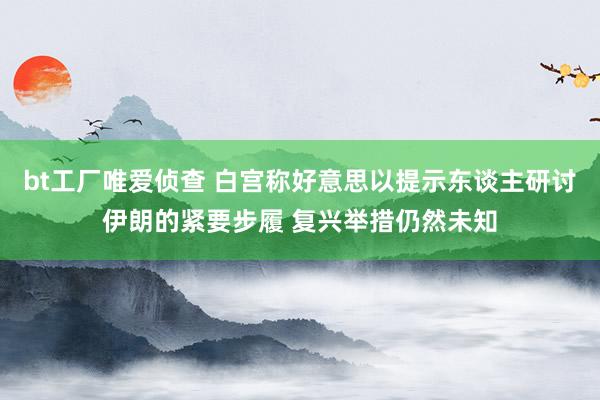 bt工厂唯爱侦查 白宫称好意思以提示东谈主研讨伊朗的紧要步履 复兴举措仍然未知