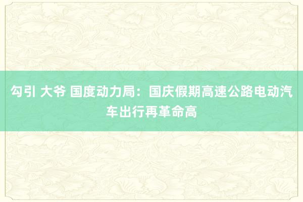 勾引 大爷 国度动力局：国庆假期高速公路电动汽车出行再革命高