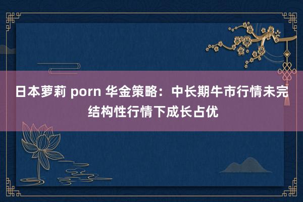 日本萝莉 porn 华金策略：中长期牛市行情未完 结构性行情下成长占优