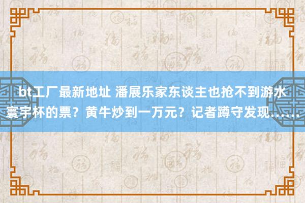 bt工厂最新地址 潘展乐家东谈主也抢不到游水寰宇杯的票？黄牛炒到一万元？记者蹲守发现……