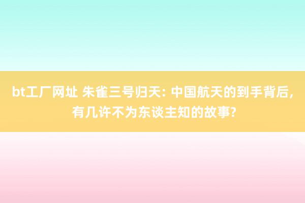 bt工厂网址 朱雀三号归天: 中国航天的到手背后， 有几许不为东谈主知的故事?