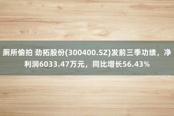 厕所偷拍 劲拓股份(300400.SZ)发前三季功绩，净利润6033.47万元，同比增长56.43%