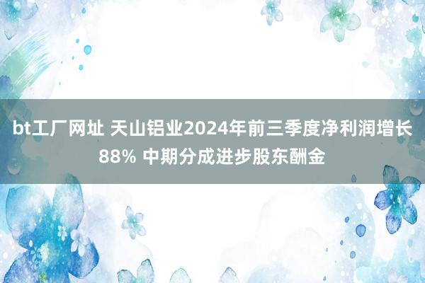 bt工厂网址 天山铝业2024年前三季度净利润增长88% 中期分成进步股东酬金