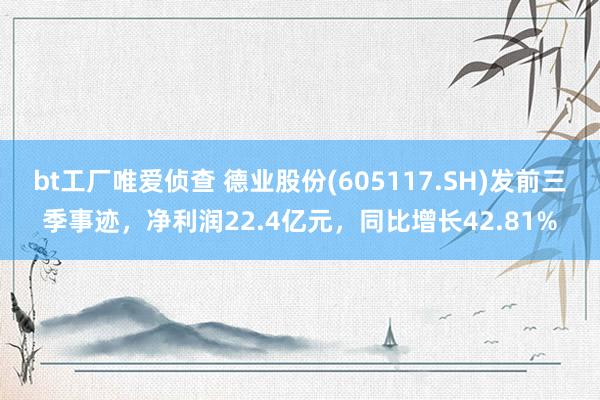 bt工厂唯爱侦查 德业股份(605117.SH)发前三季事迹，净利润22.4亿元，同比增长42.81%