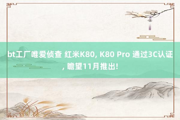 bt工厂唯爱侦查 红米K80， K80 Pro 通过3C认证， 瞻望11月推出!