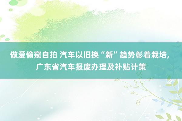 做爱偷窥自拍 汽车以旧换“新”趋势彰着栽培， 广东省汽车报废办理及补贴计策