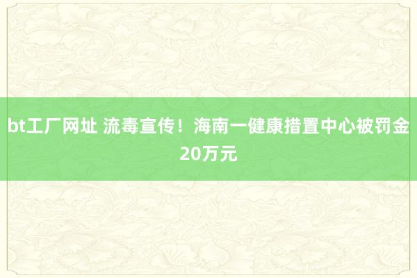 bt工厂网址 流毒宣传！海南一健康措置中心被罚金20万元