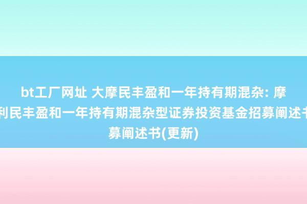 bt工厂网址 大摩民丰盈和一年持有期混杂: 摩根士丹利民丰盈和一年持有期混杂型证券投资基金招募阐述书(更新)