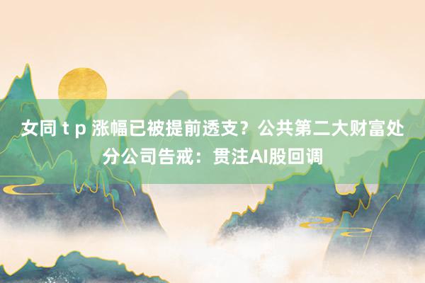 女同 t p 涨幅已被提前透支？公共第二大财富处分公司告戒：贯注AI股回调