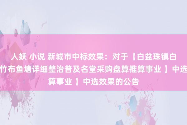 人妖 小说 新城市中标效果：对于【白盆珠镇白盆珠社区金竹布鱼塘详细整治普及名堂采购盘算推算事业 】中选效果的公告