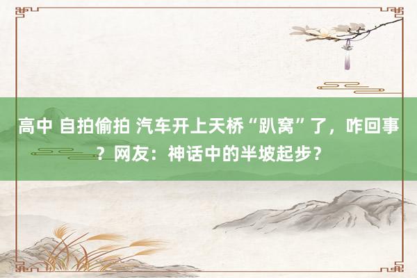 高中 自拍偷拍 汽车开上天桥“趴窝”了，咋回事？网友：神话中的半坡起步？