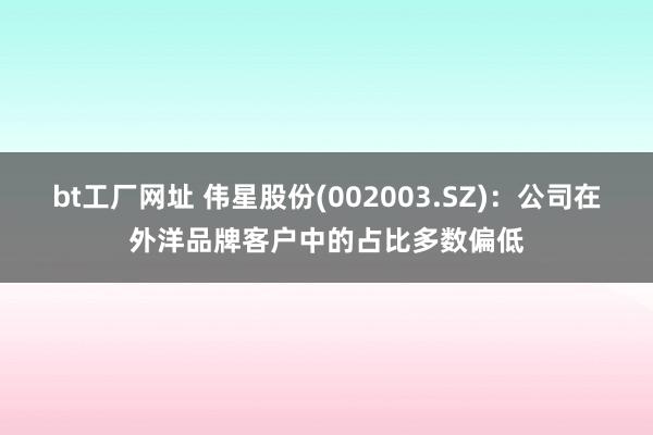 bt工厂网址 伟星股份(002003.SZ)：公司在外洋品牌客户中的占比多数偏低