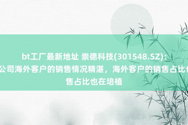 bt工厂最新地址 崇德科技(301548.SZ)：2024年公司海外客户的销售情况精湛，海外客户的销售占比也在培植