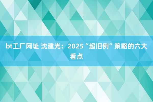 bt工厂网址 沈建光：2025“超旧例”策略的六大看点