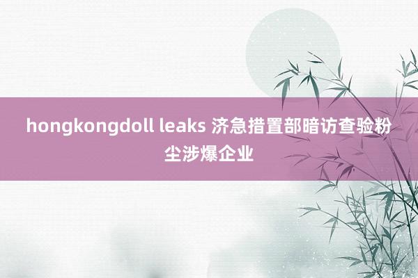 hongkongdoll leaks 济急措置部暗访查验粉尘涉爆企业