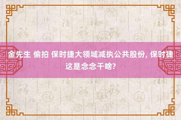 金先生 偷拍 保时捷大领域减执公共股份， 保时捷这是念念干啥?