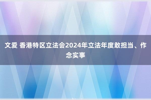 文爱 香港特区立法会2024年立法年度敢担当、作念实事