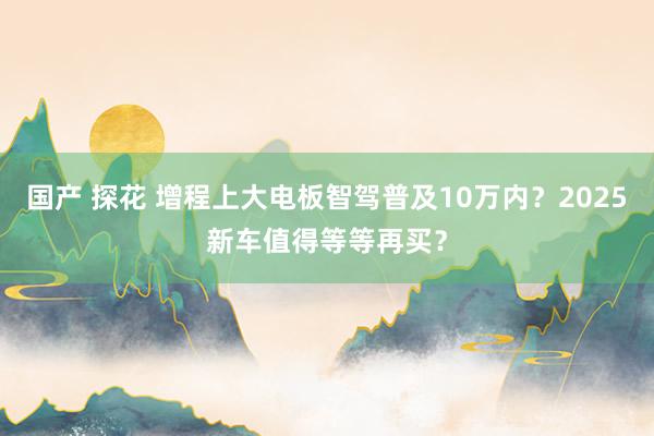 国产 探花 增程上大电板智驾普及10万内？2025新车值得等等再买？