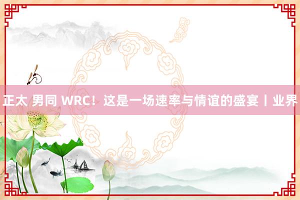 正太 男同 WRC！这是一场速率与情谊的盛宴丨业界