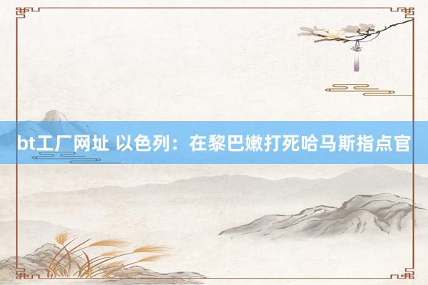 bt工厂网址 以色列：在黎巴嫩打死哈马斯指点官